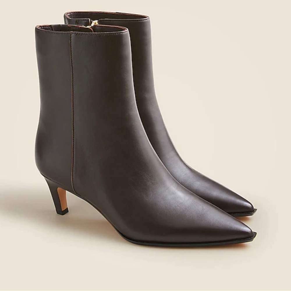 J.Crew used Stevie ankle boots in leather cc055 cocoa berry dark brown